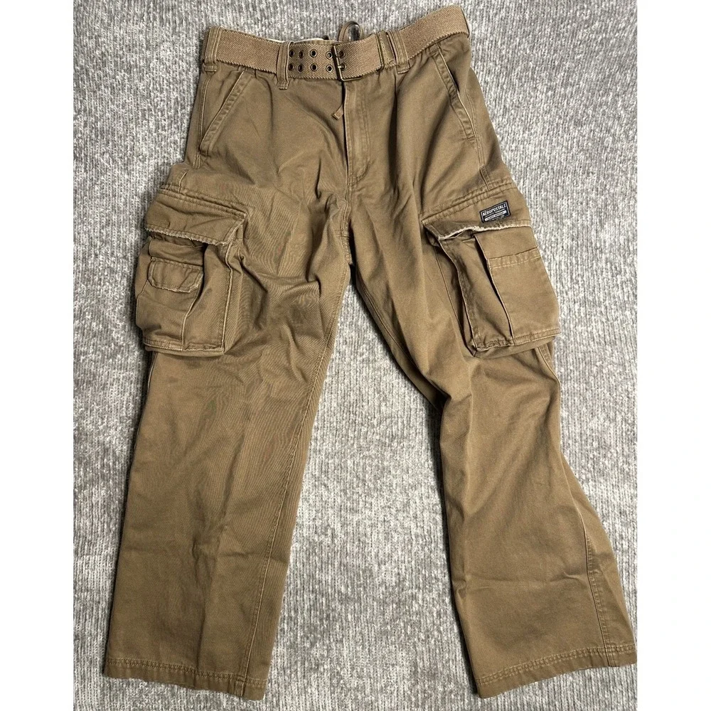 Aeropostale Cargo Pants Baggy Mens 34/32 Beige Relaxed Adjustable Waist Skate